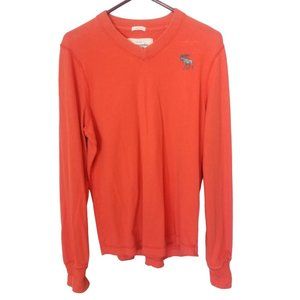 Abercrombie & Fitch Mens XL Orange Long Sleeves V-